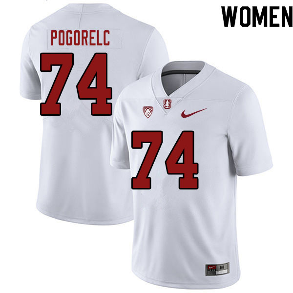 Women #74 James Pogorelc Stanford Cardinal College Football Jerseys Sale-White